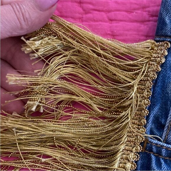 Flavio Castellani Blue Jean Shorts with Fringe Detailing, US4 - Picture 2 of 7